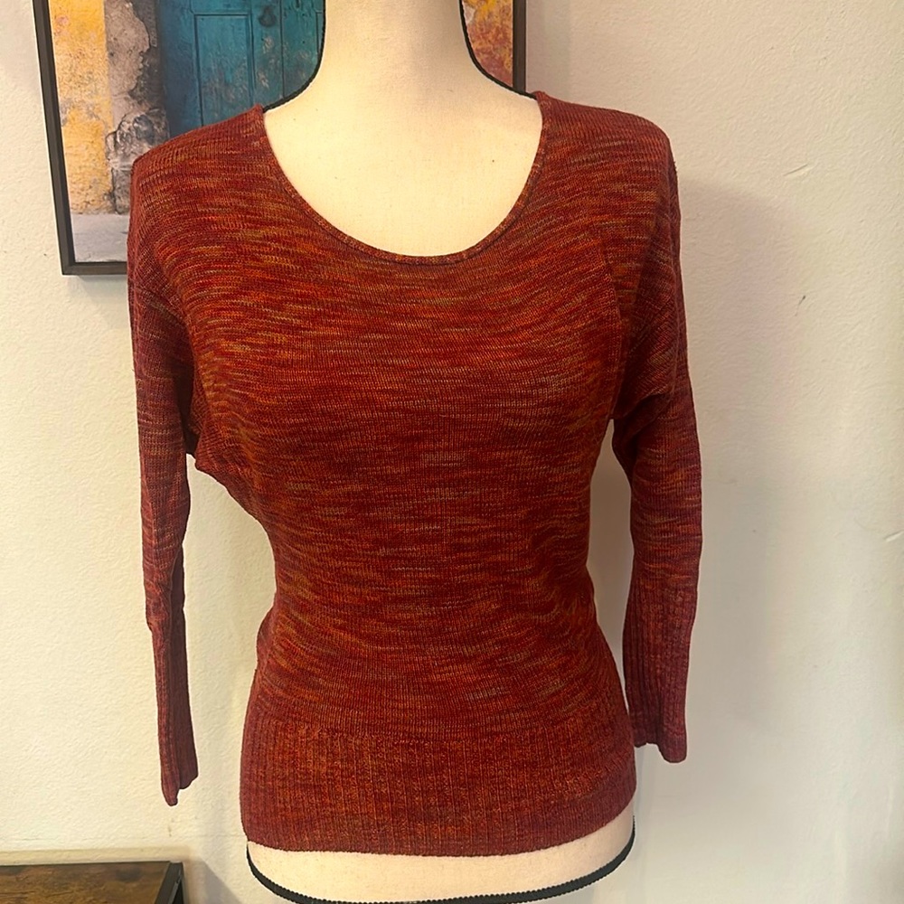 Multi colored sweater/top with ribbed details